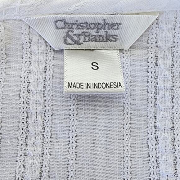 Christopher & Banks Light weight Embroidered Tie Front Cover up Blouse Size Smal - Picture 8 of 8